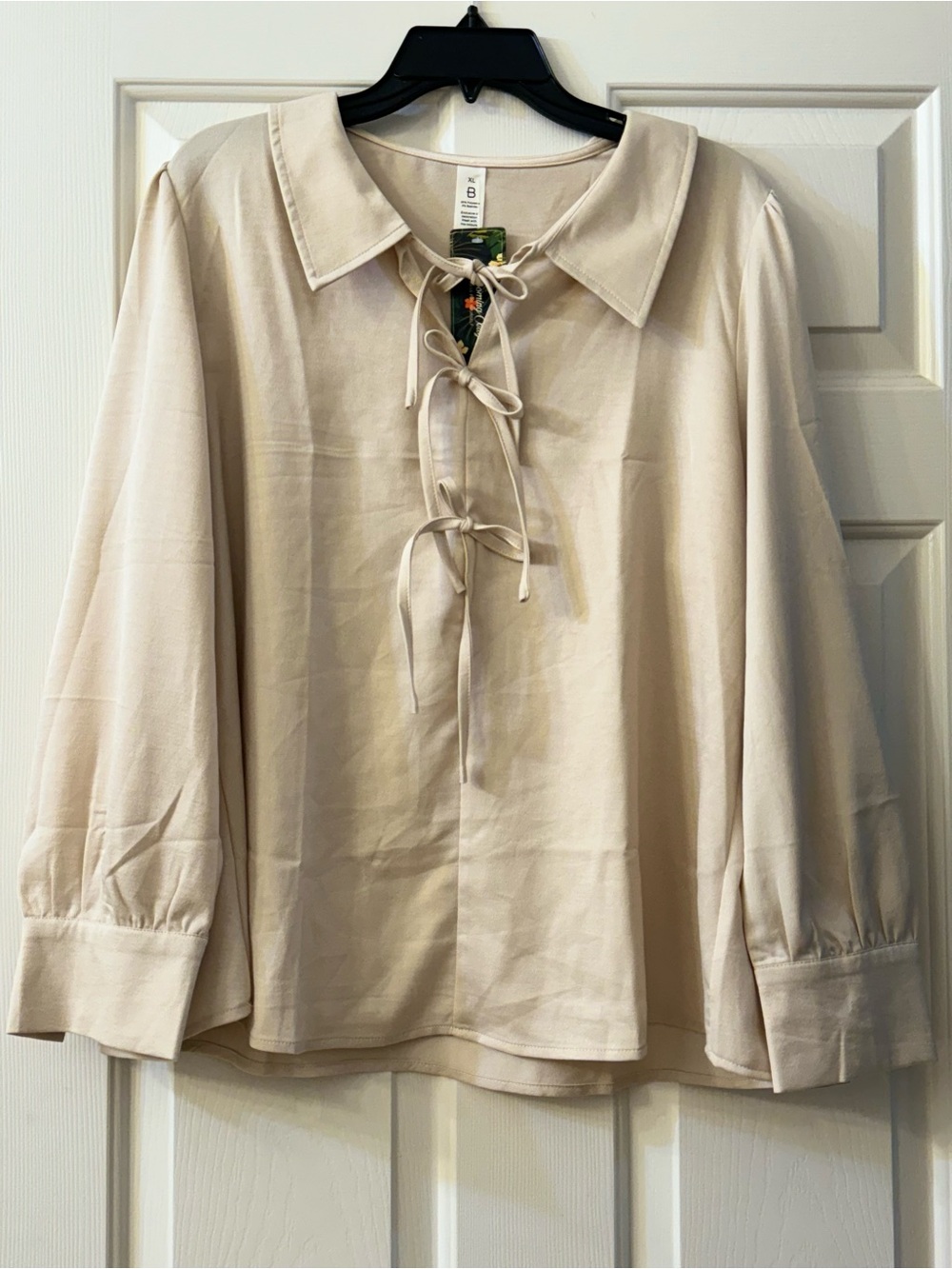 Source Unknown Cream Tie-Neck Blouse
